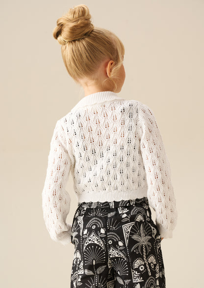 Jessica Collar Crochet Knit Cardigan
