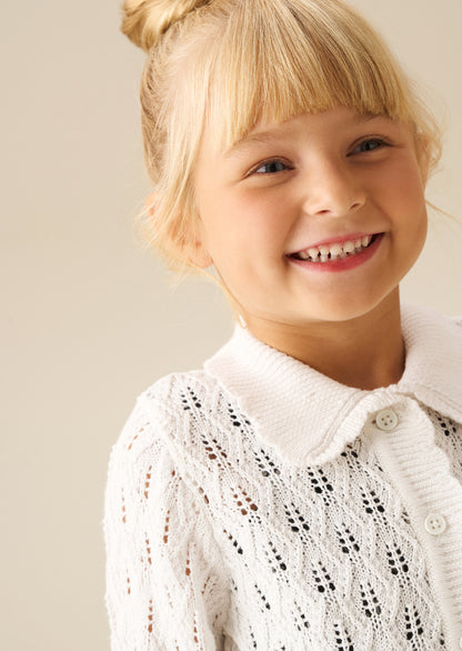 Jessica Collar Crochet Knit Cardigan