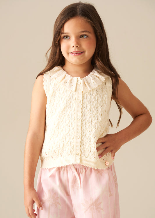 Indie Lace Collar Crochet Knit Cardi