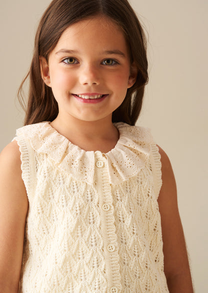 Indie Lace Collar Crochet Knit Cardi