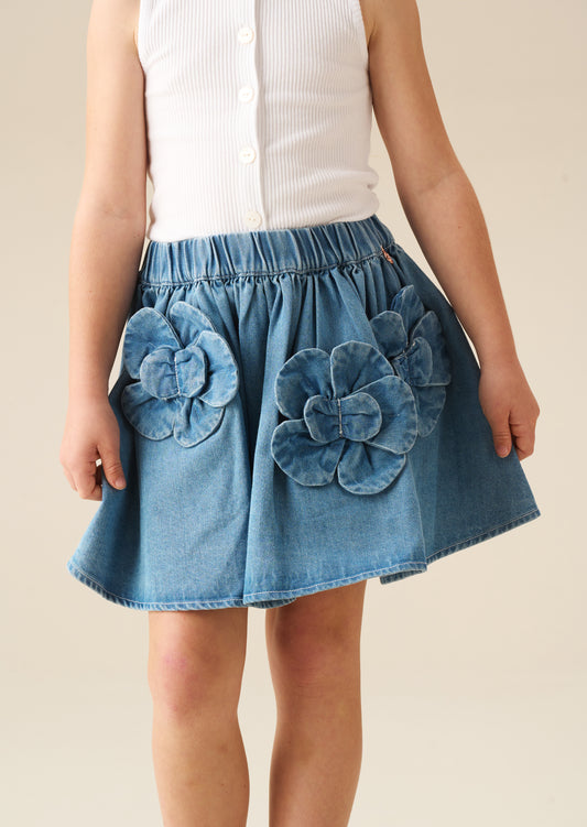 Eden 3D Flower Denim Skirt