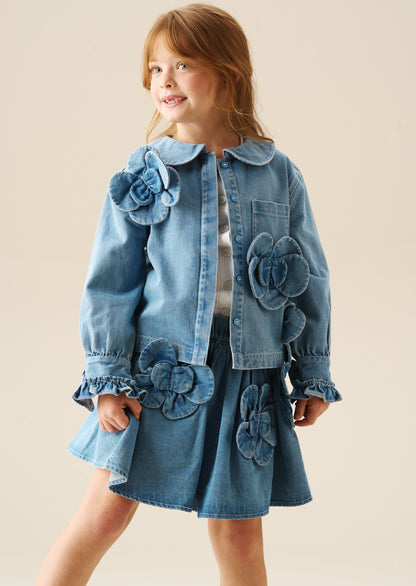 Eden 3D Flower Denim Skirt