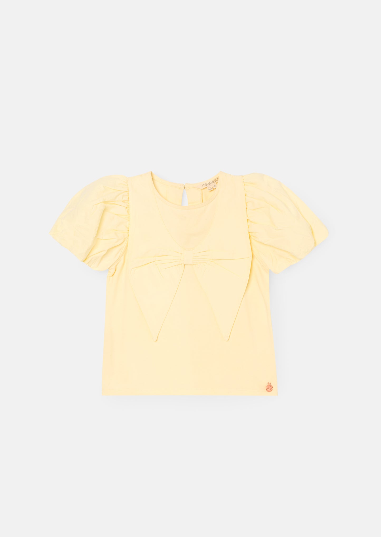 Tilly Yellow Bow Collar Puff Sleeve T Shirt