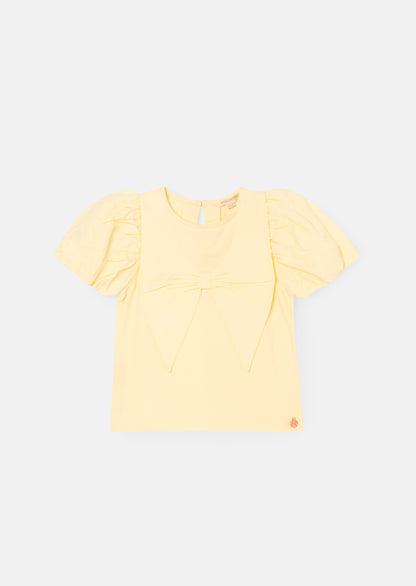 Tilly Yellow Bow Collar Puff Sleeve T Shirt