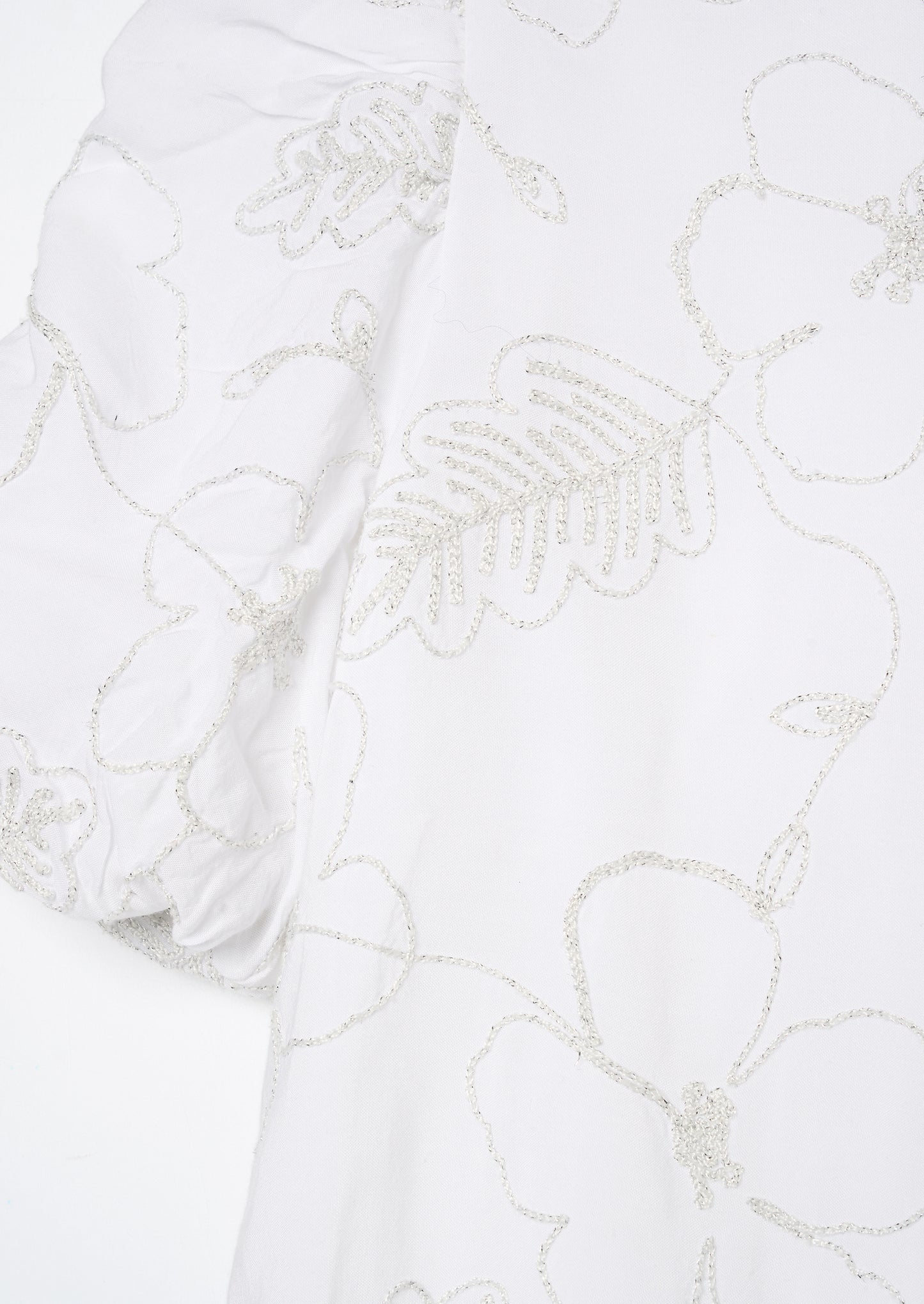 Dalhia Floral Embroidered Tie Waist Puff Sleeve Top