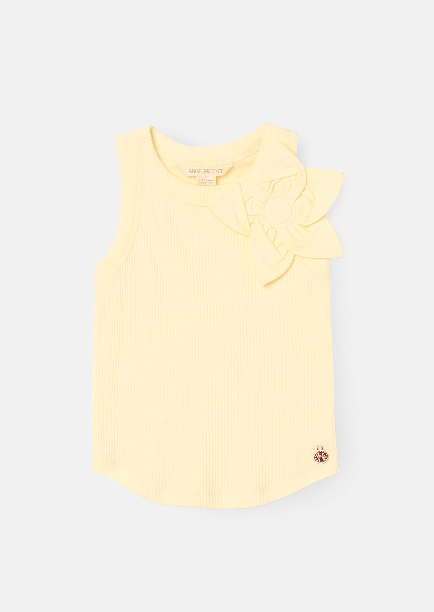 Jess Yellow Flower Corsage Vest Top