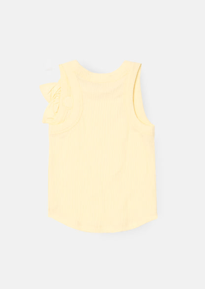 Jess Yellow Flower Corsage Vest Top