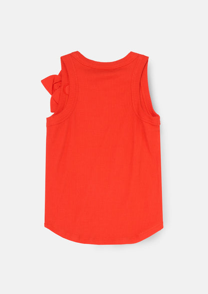 Jess Red Flower Corsage Vest Top