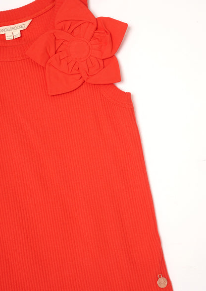 Jess Red Flower Corsage Vest Top