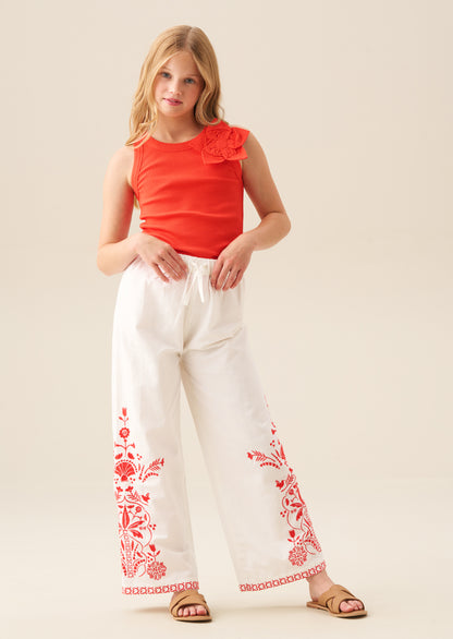 Jess Red Flower Corsage Vest Top
