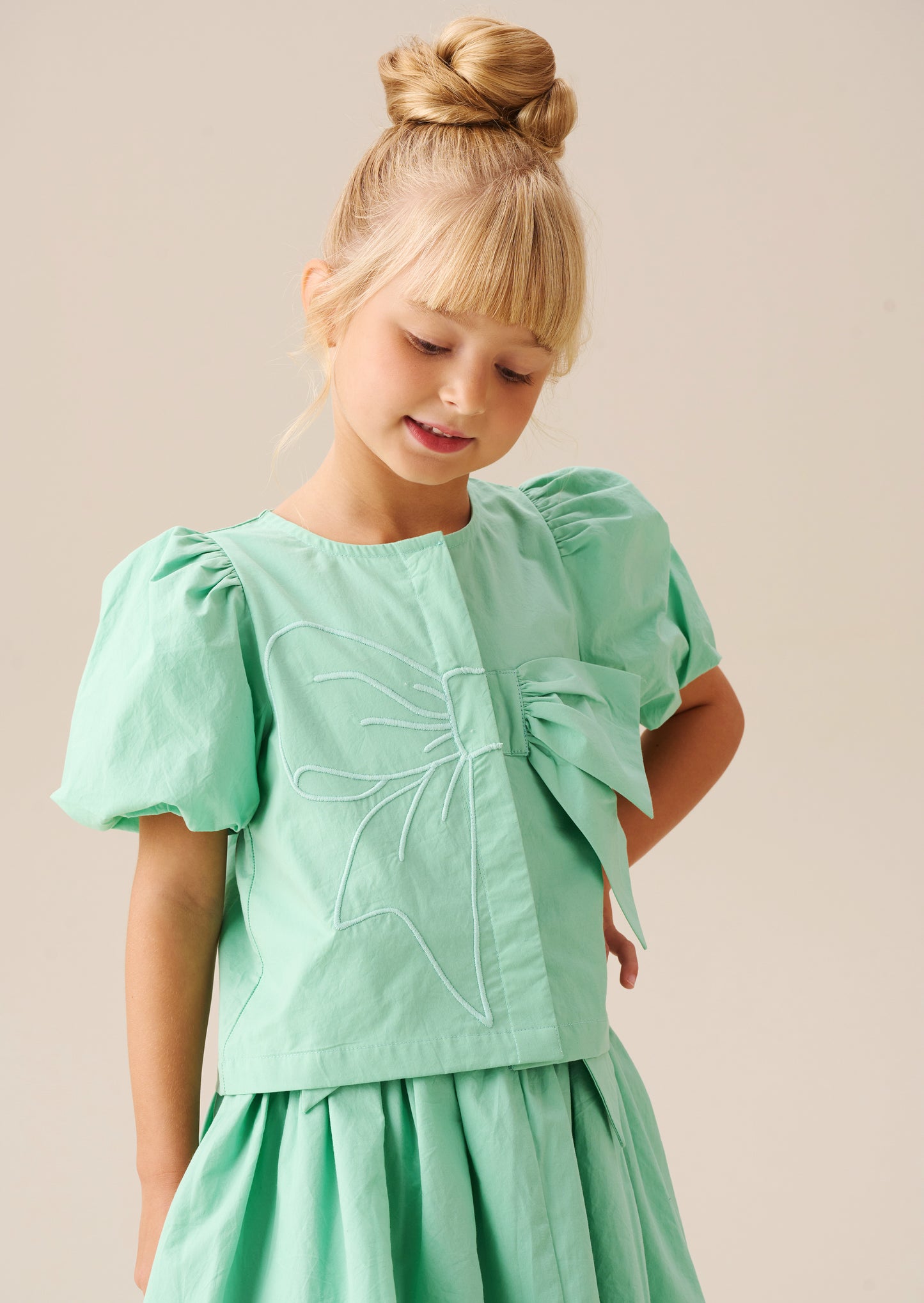 Roxie Bow Embellished Woven Top