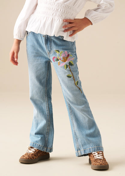 Millie Embroidered Flared Denim Jeans