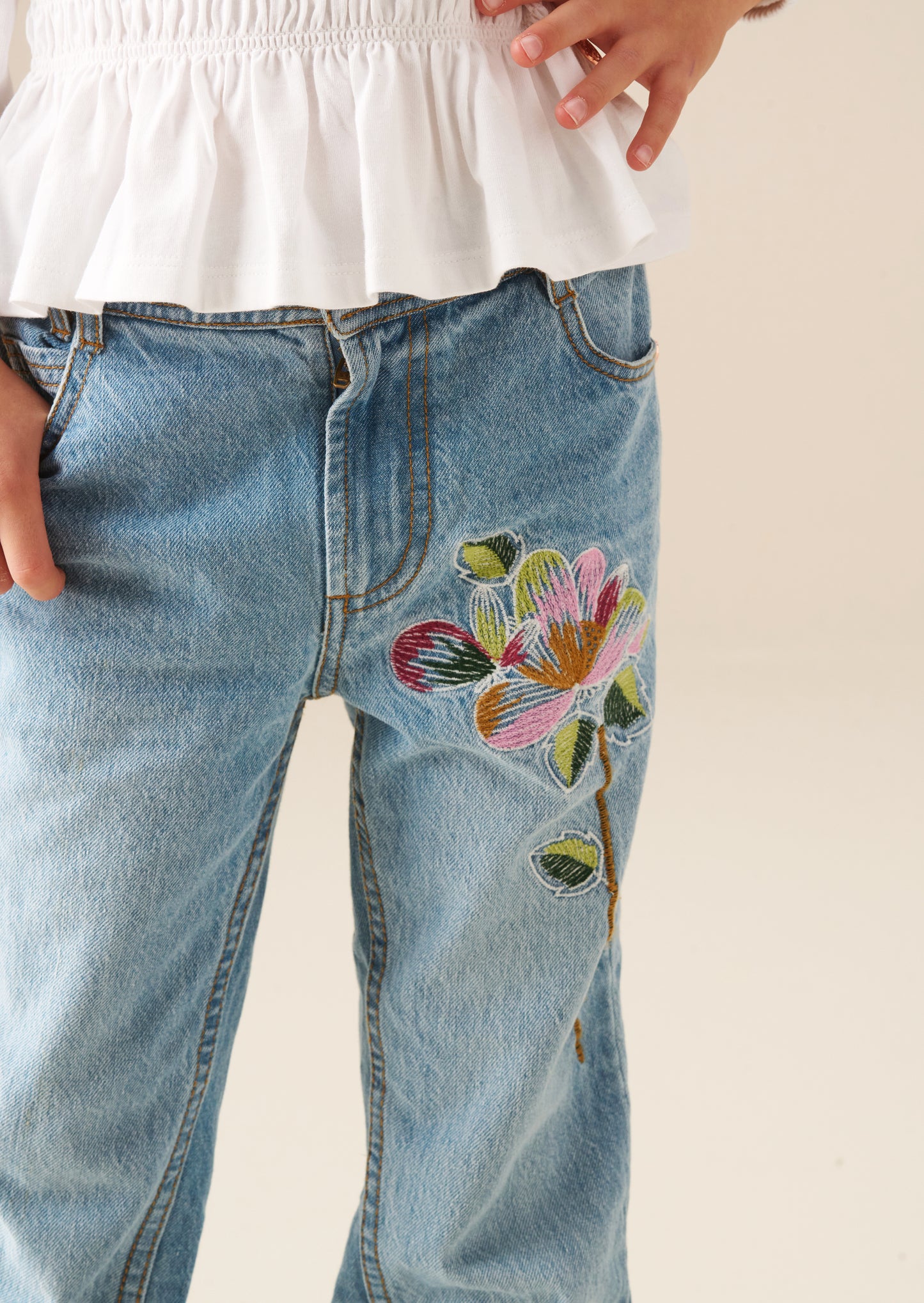 Millie Embroidered Flared Denim Jeans