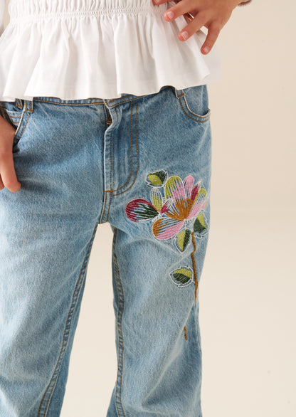 Millie Embroidered Flared Denim Jeans