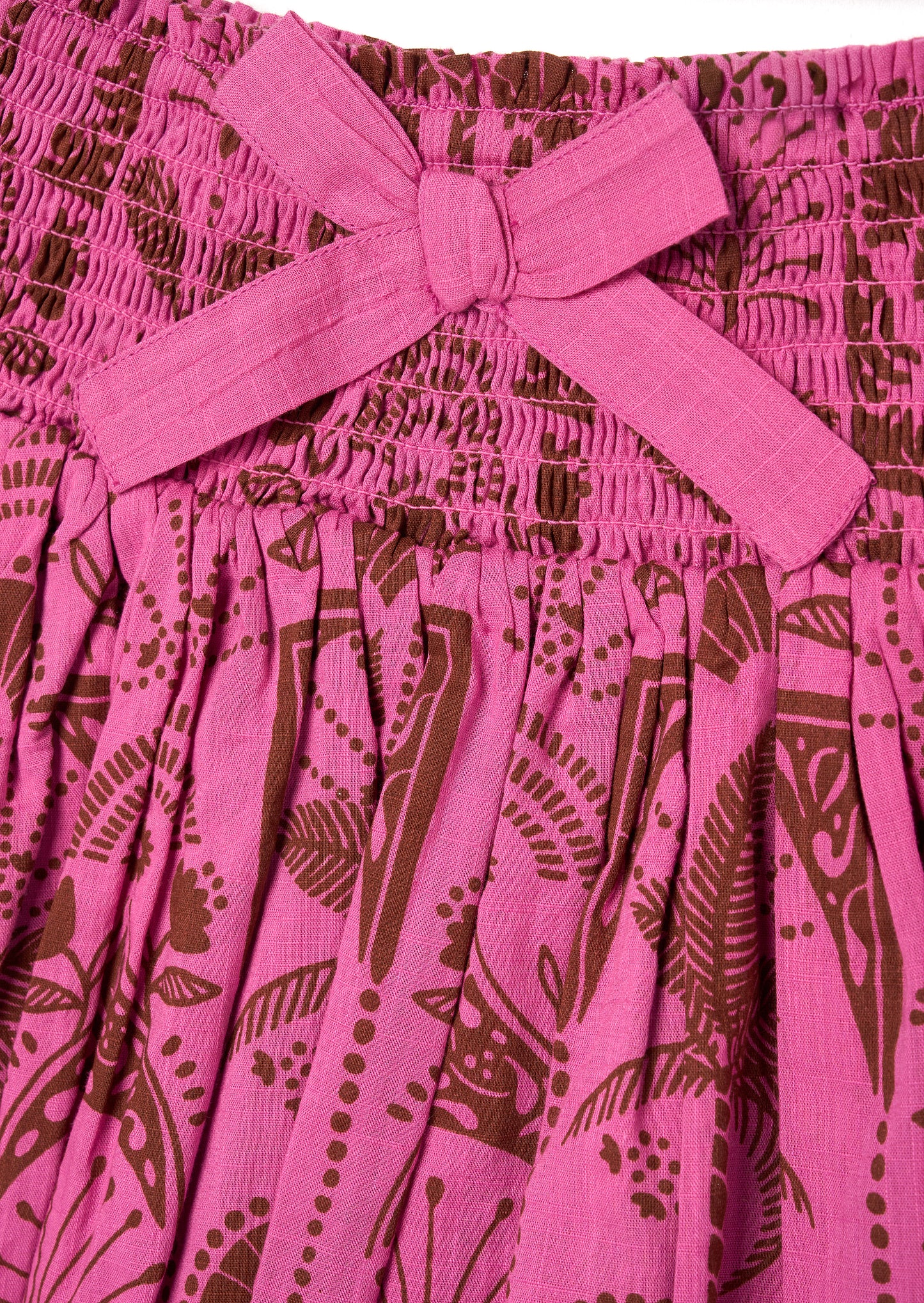 Izzy Palm Print Shirred Waist Mini Skirt