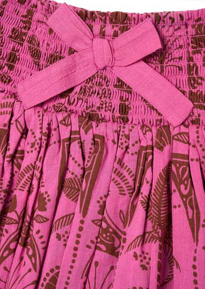Izzy Palm Print Shirred Waist Mini Skirt