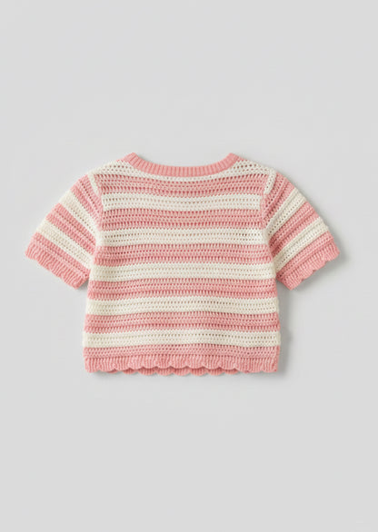 Meg Embroidered Heart Stripe Knit Top
