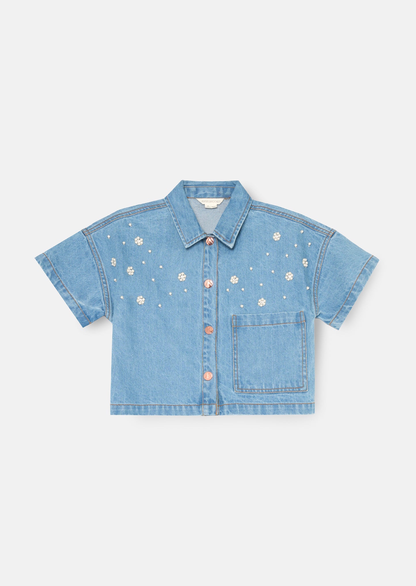 Zeta Boxy Embellished Denim Shirt