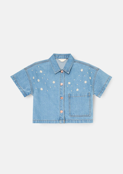 Zeta Boxy Embellished Denim Shirt