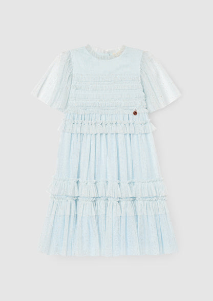 Xeni Ruffle Detail Mesh Dress