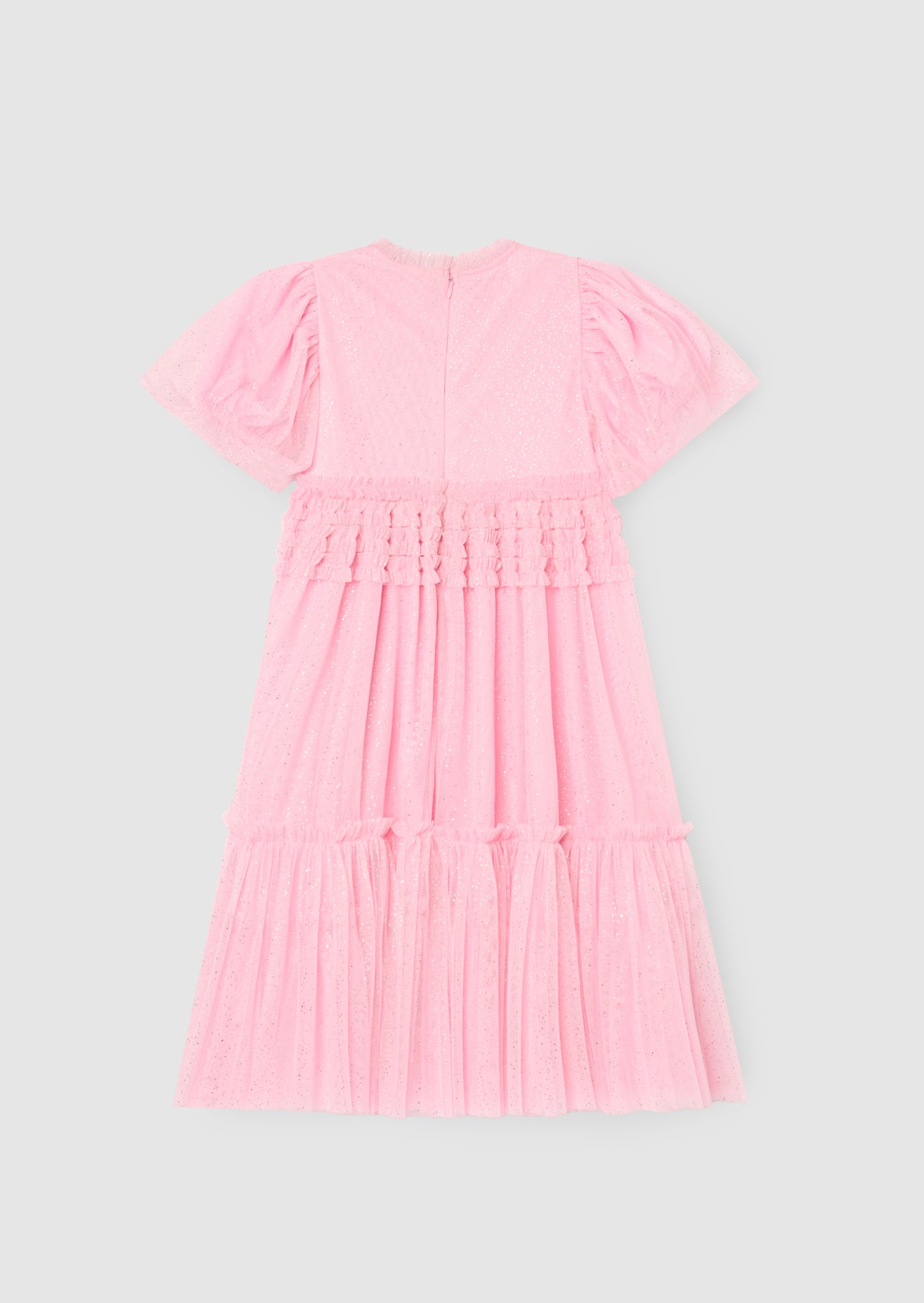 Madison Puff Sleeve Ruffle Waist Mesh Dress