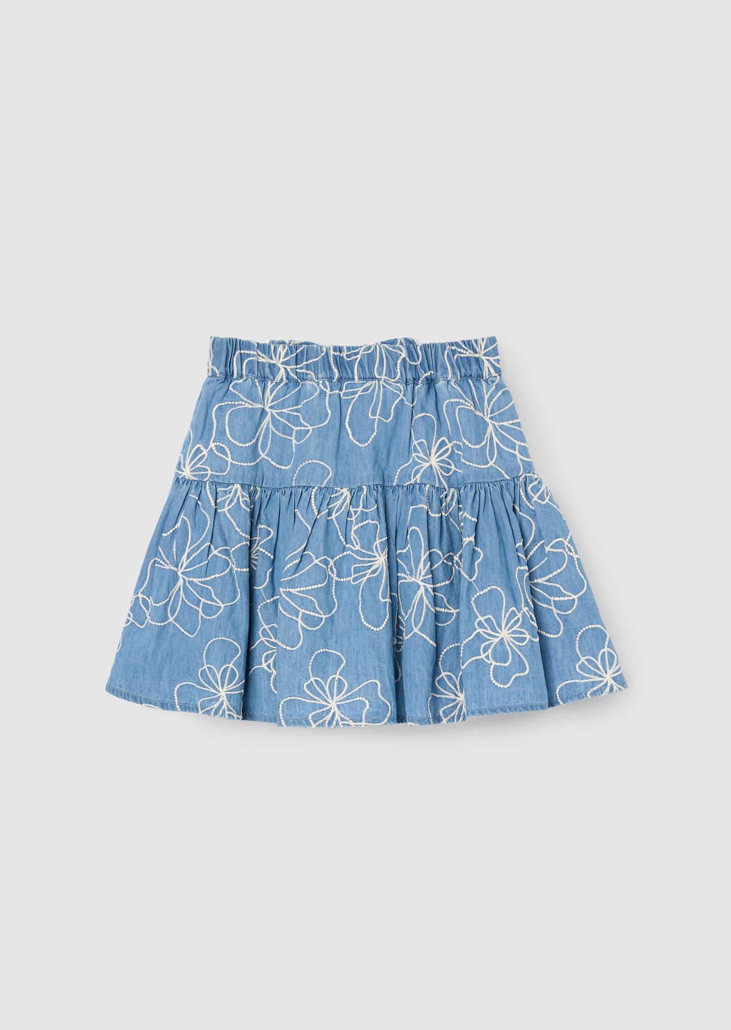 Maya Embroidered Denim Bow Skirt
