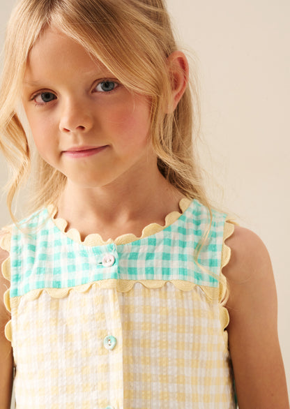 Ginny Pastel Gingham Bow Waist Dress