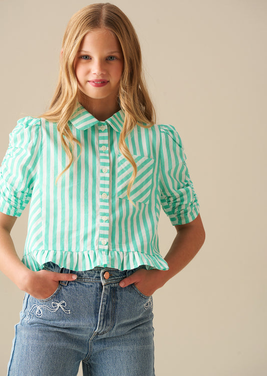 Sammie Stripe Ruffle Hem Shirt