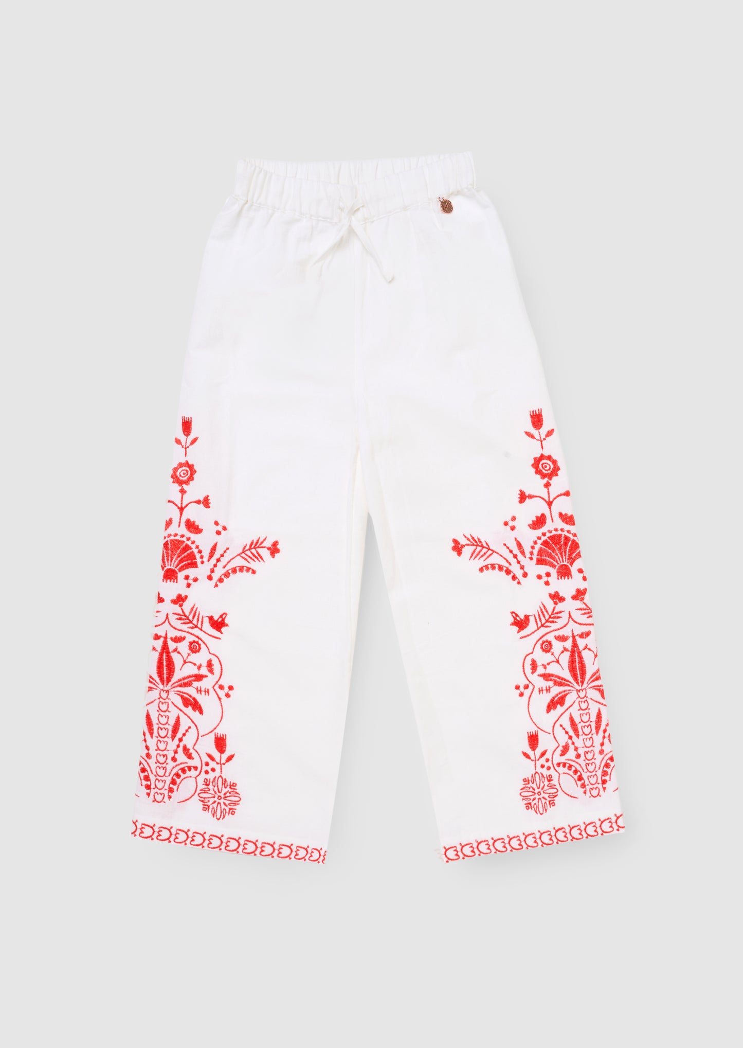 Pippa Embroidered Tie Waist Trousers