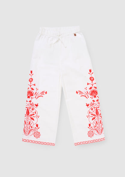 Pippa Embroidered Tie Waist Trousers