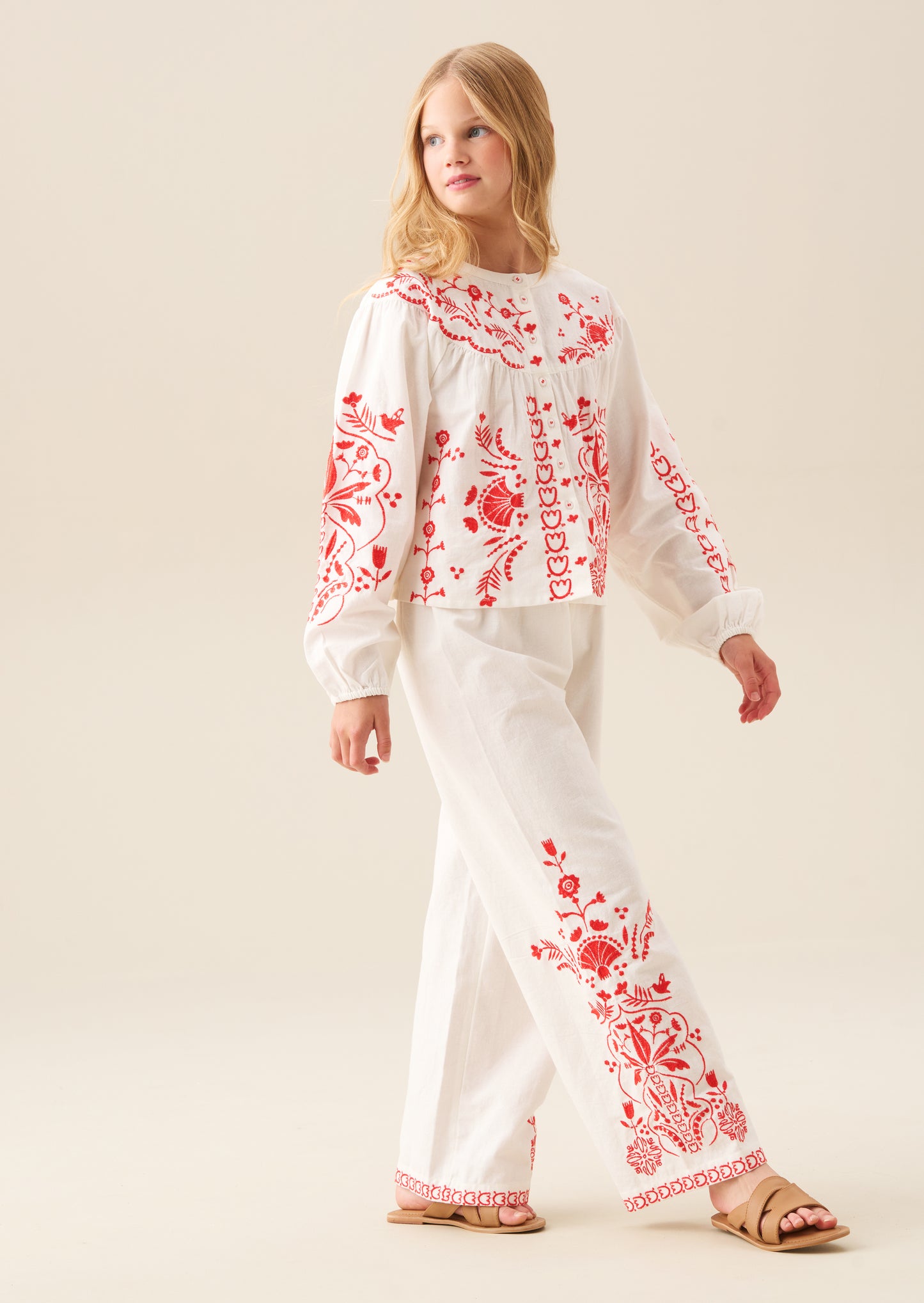 Pippa Embroidered Tie Waist Trousers