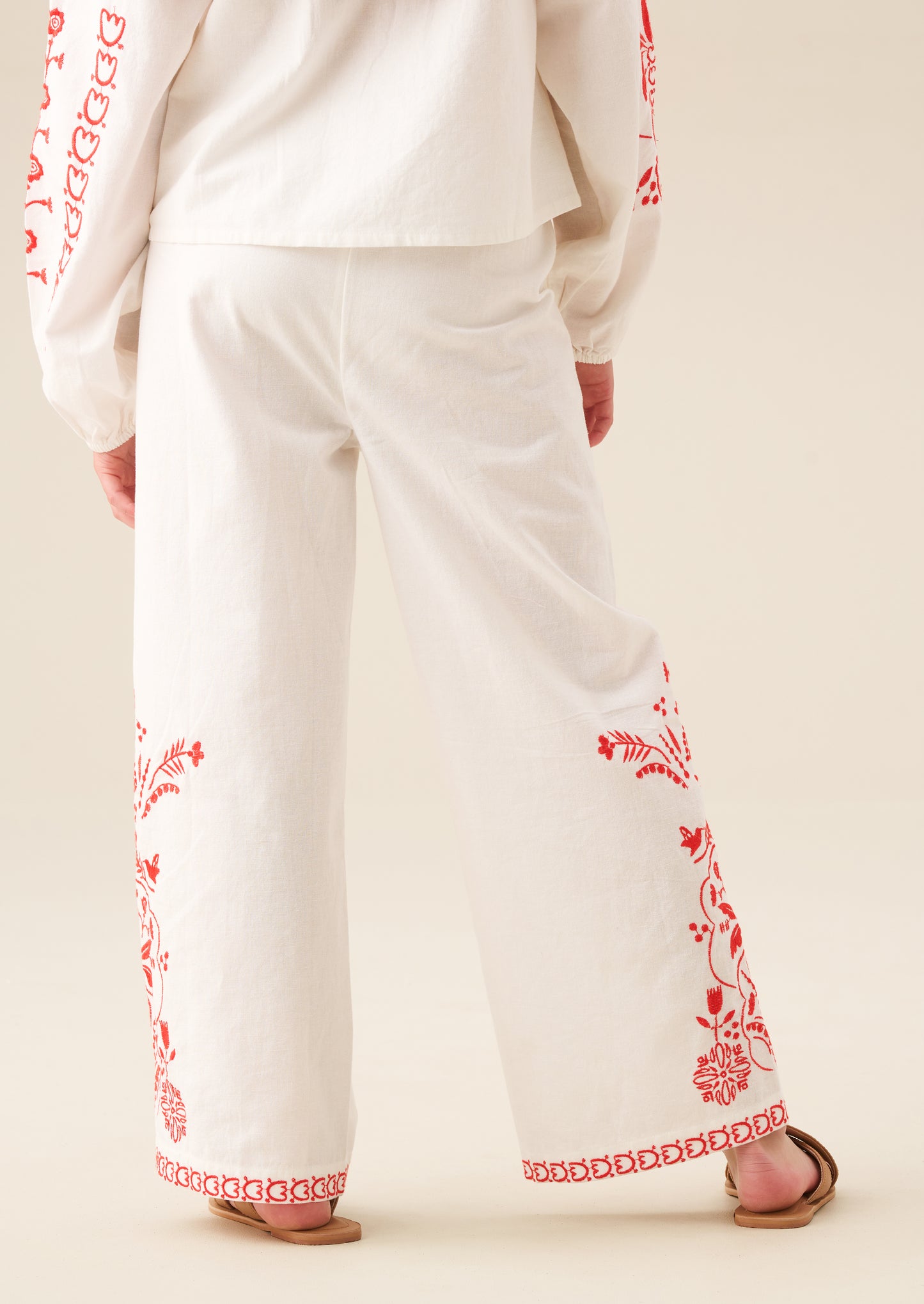 Pippa Embroidered Tie Waist Trousers