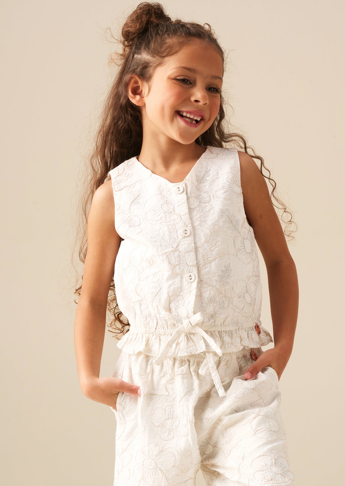 Aurora Floral Embroidered Waistcoat Top