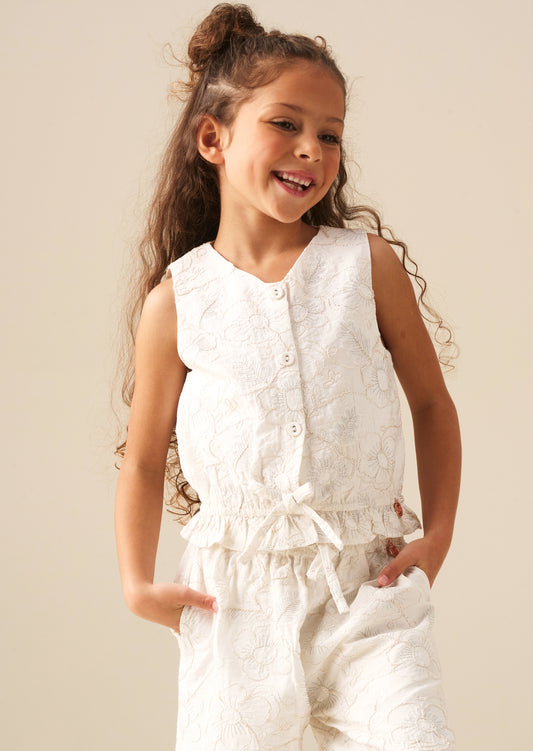 Aurora Floral Embroidered Waistcoat Top