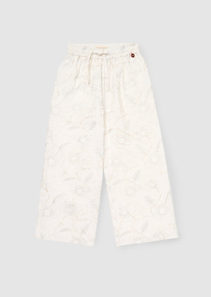 Aurora Floral Embroidered Tie Waist Trousers
