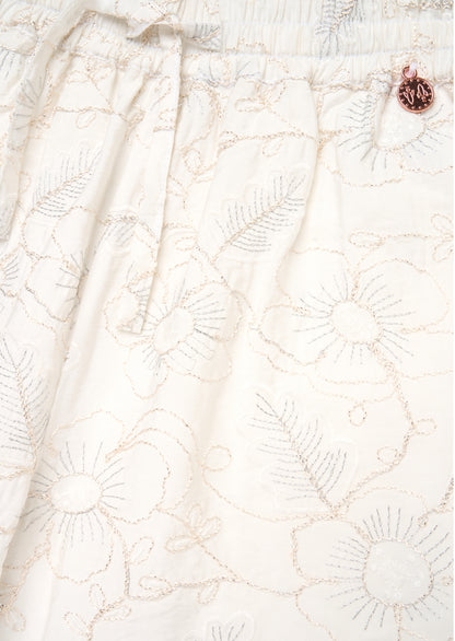 Aurora Floral Embroidered Tie Waist Trousers