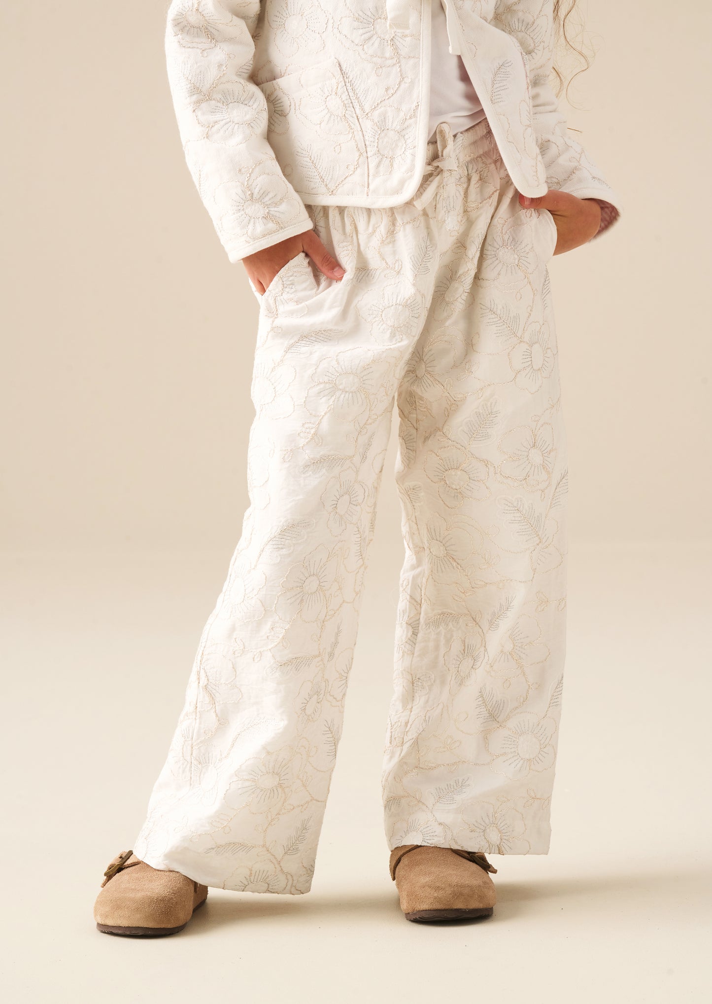 Aurora Floral Embroidered Tie Waist Trousers