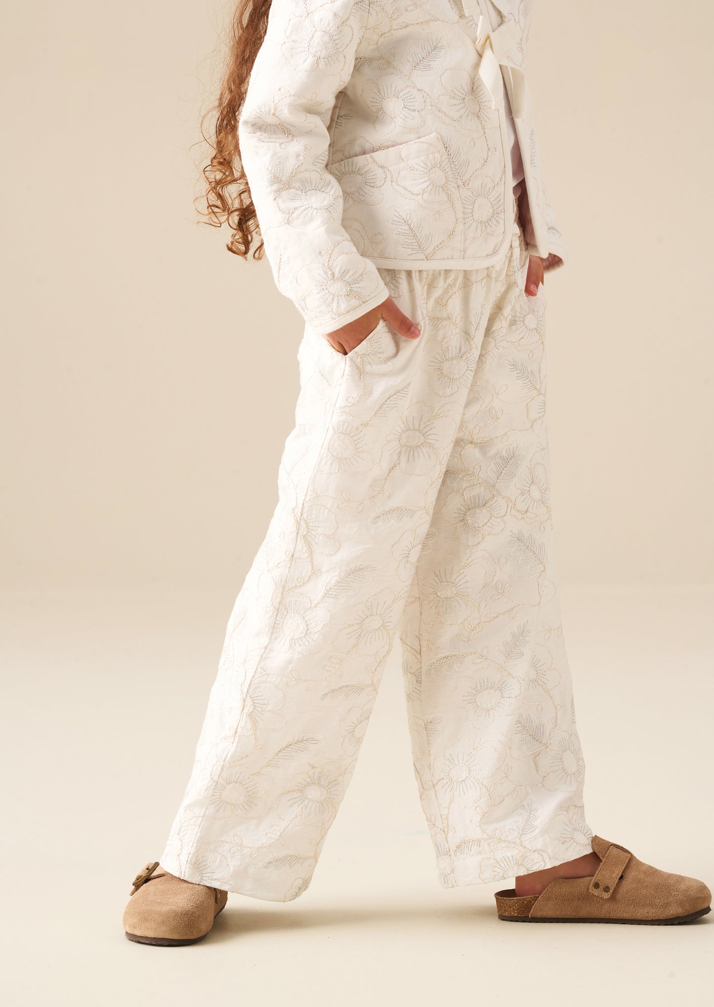 Aurora Floral Embroidered Tie Waist Trousers