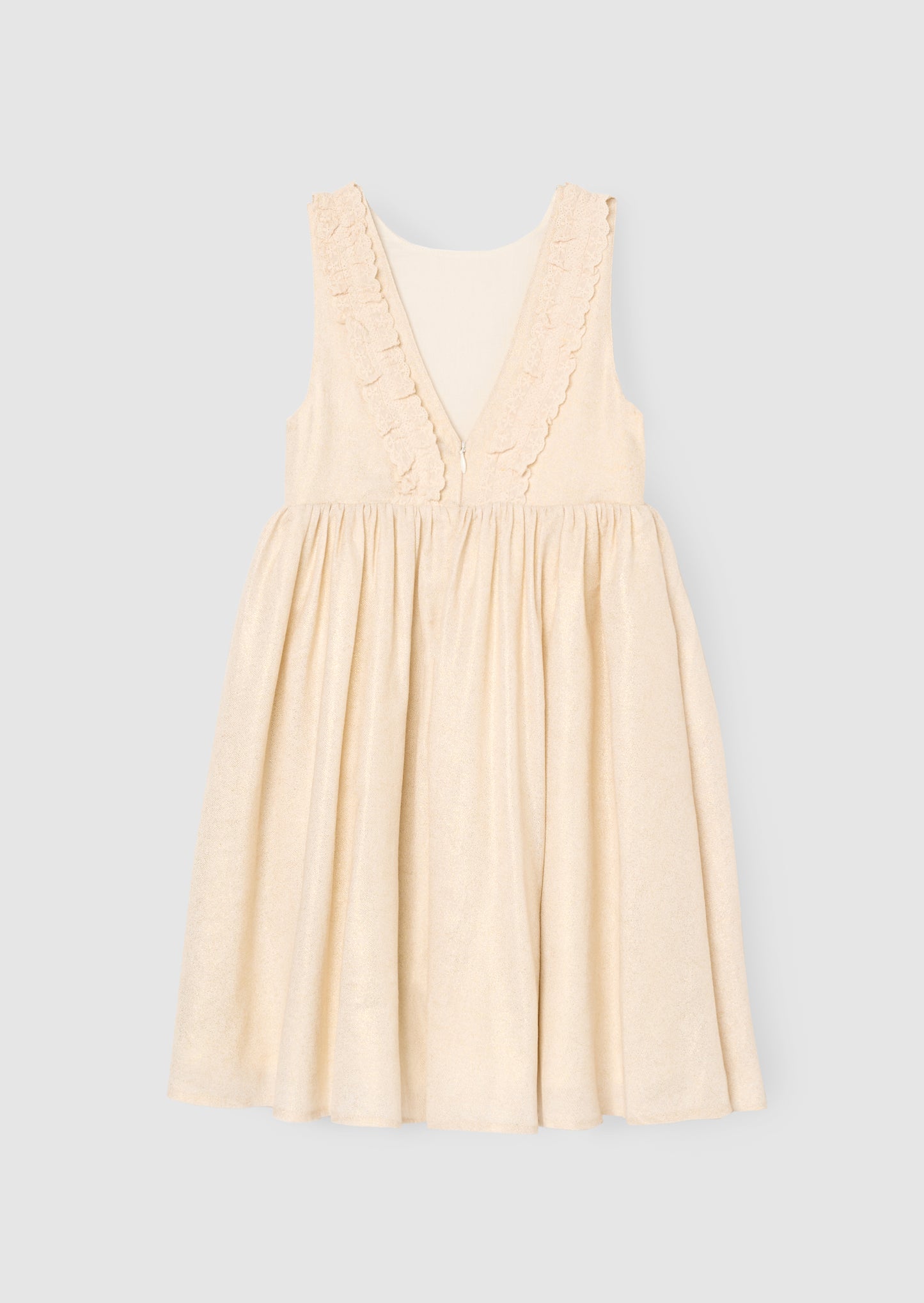 Ava Metallic Shimmer Linen Lace Trim Dress