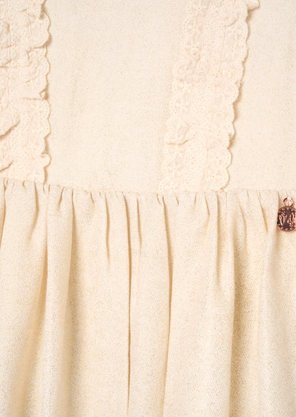 Ava Metallic Shimmer Linen Lace Trim Dress