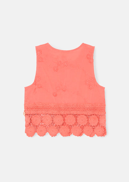 Mila Crochet Hem Woven Top