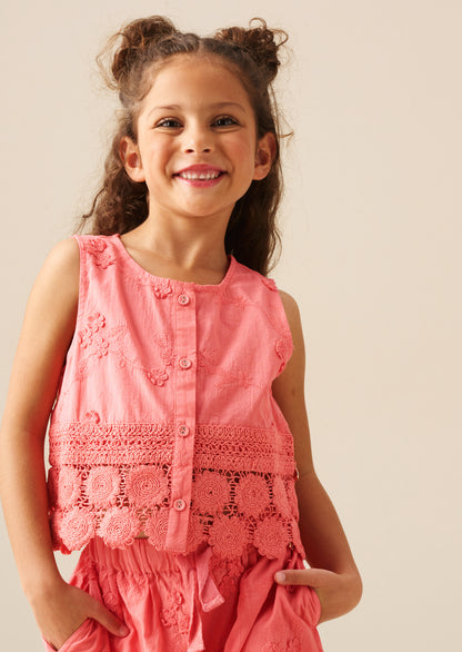 Mila Crochet Hem Woven Top