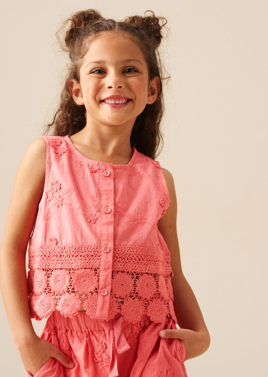 Mila Crochet Hem Woven Top