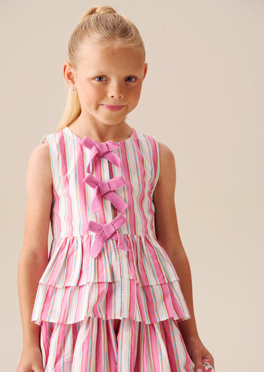 Tammy Stripe Tie Front Waistcoat Top