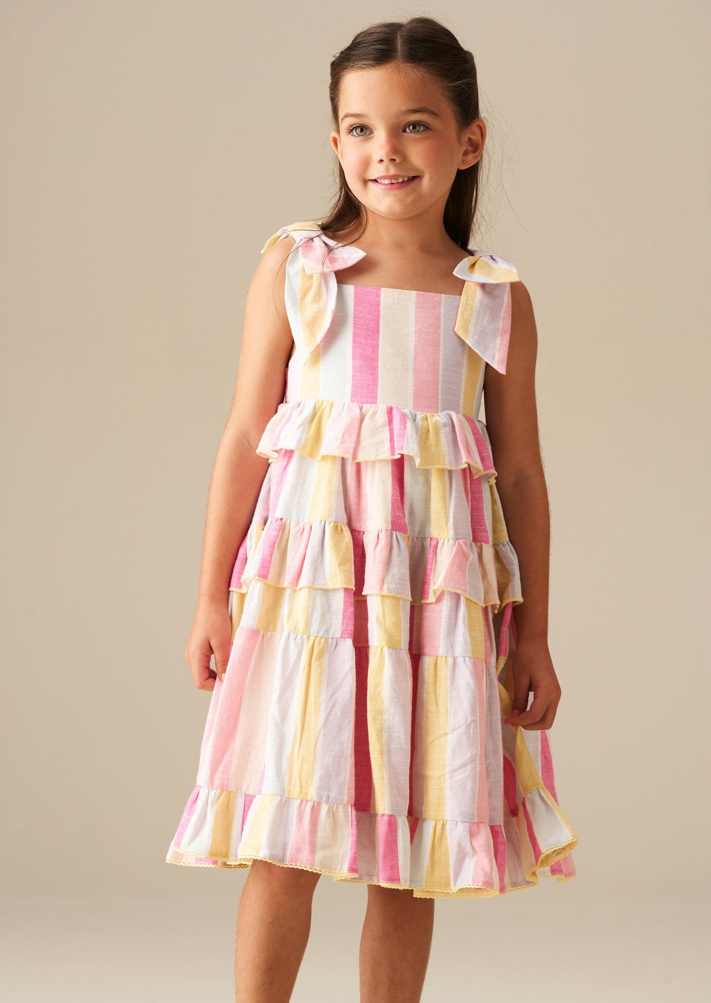 Nola Pastel Stripe Tiered Dress