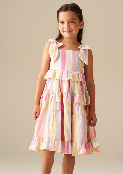 Nola Pastel Stripe Tiered Dress