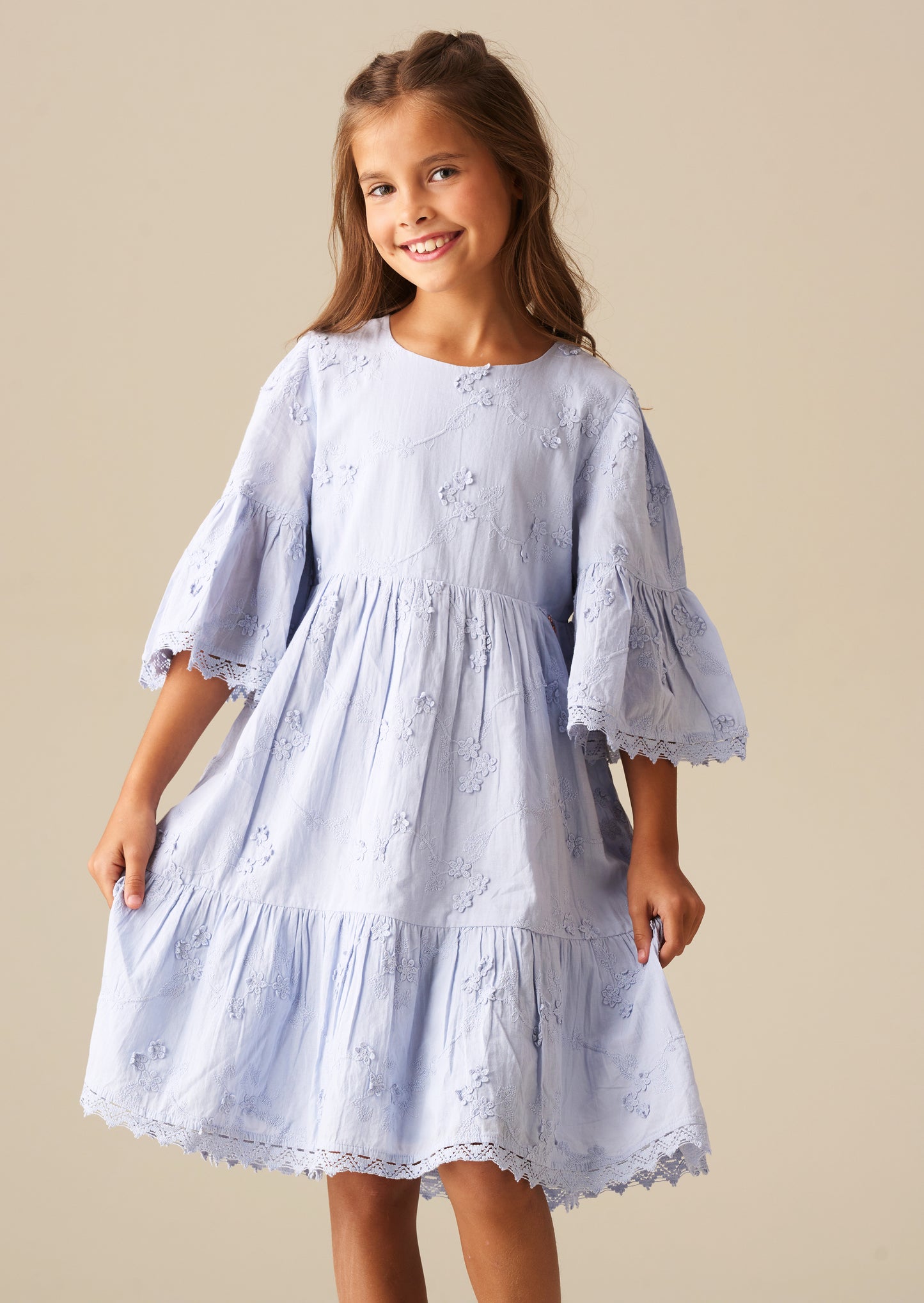 Natalia Blue 3D Flower Dress