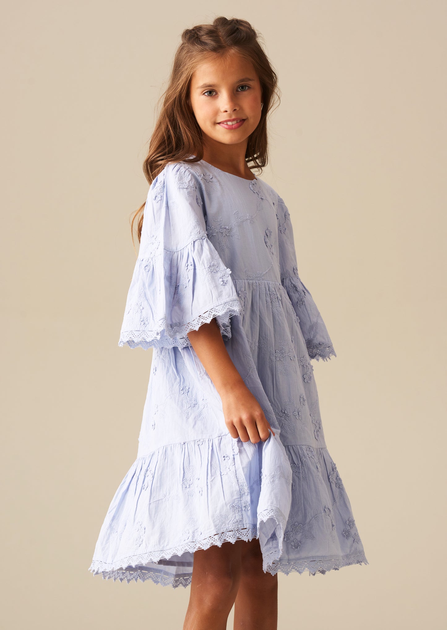 Natalia Blue 3D Flower Dress