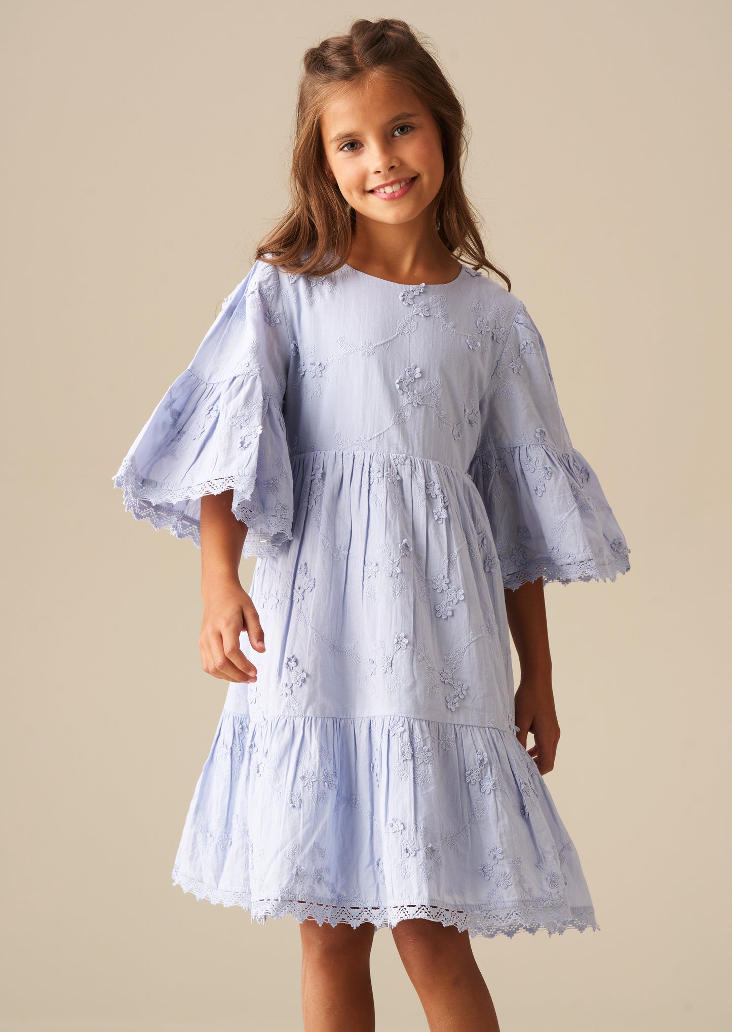 Natalia Blue 3D Flower Dress