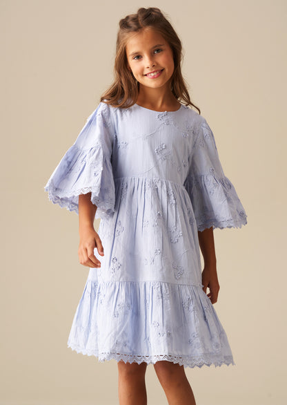Natalia Blue 3D Flower Dress